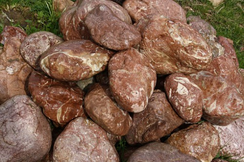 Kamenclub.ru: Розовый валунчик фр.100-300 мм.  купить в Перми крупный природный камень розовый, серый молочный красный речной галечник природный 7850 руб/т   фото КАМЕНЬ КЛУБ