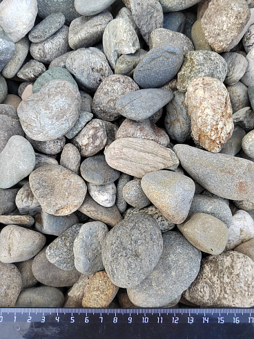 Kamenclub.ru: Галька речная окат (серая) фр.40-60 мм купить  в Перми галька речная серый бежевый рыжий коричневый округлый речной камень 5000 руб/т   фото КАМЕНЬ КЛУБ