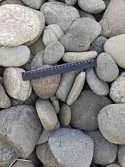 Kamenclub.ru: Галька речная плоская (ассорти) фр. 70-150 мм. купить в Перми галька галечник серый белый темно-серый синий светло-серый плоская природная галька  9000 руб/т   фото КАМЕНЬ КЛУБ