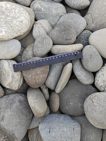 Kamenclub.ru: Галька речная плоская (ассорти) фр. 70-150 мм. купить  в Перми галька галечник серый белый темно-серый синий светло-серый плоская природная галька  9000 руб/т   фото КАМЕНЬ КЛУБ
